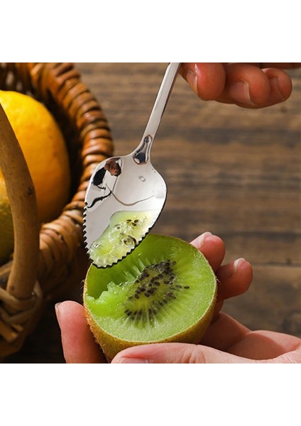 C Kivi Kaşığı Paslanmaz Çelik Kivi Mango Kaşığı Tırtıklı Kenar Çamur Kazıyıcılar Meyve Kazıma Çamur Kesme Aleti Bebek Gıda Robotu Mutfak Eşyaları (Yurt Dışından)