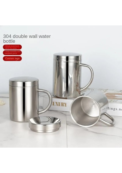 B3-400 ml Kapasiteli Çift Duvar Paslanmaz Çelik Kahve Kapaklı Kupa Taşınabilir Fincan Seyahat Tumbler Sürahi Süt Çay Bardak Ofis Su Kupaları (Yurt Dışından)