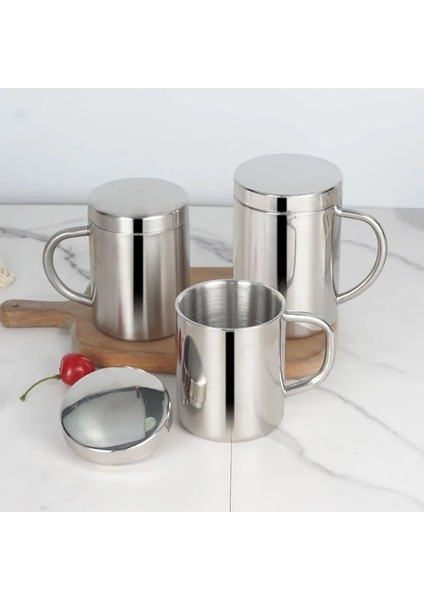 B3-400 ml Kapasiteli Çift Duvar Paslanmaz Çelik Kahve Kapaklı Kupa Taşınabilir Fincan Seyahat Tumbler Sürahi Süt Çay Bardak Ofis Su Kupaları (Yurt Dışından)