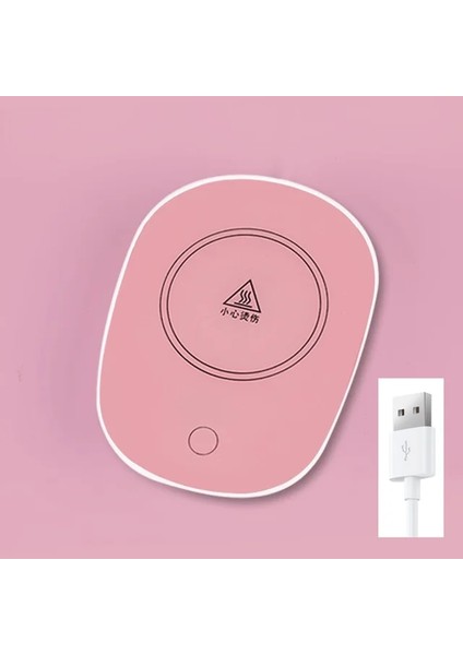 Pembe Coaster 400ML Kahve Kupa Isıtma Pedi Seramik Bardak Isıtıcı Sabit Sıcaklık Coaster USB Elektrikli Mat Süt Çay Su Isıtıcı Ev Ofis Hediyeleri (Yurt Dışından)