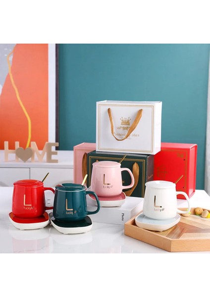 Pembe Coaster 400ML Kahve Kupa Isıtma Pedi Seramik Bardak Isıtıcı Sabit Sıcaklık Coaster USB Elektrikli Mat Süt Çay Su Isıtıcı Ev Ofis Hediyeleri (Yurt Dışından) modelleri