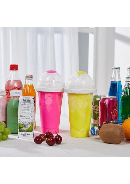 Sarı 301-400ML Smoothies Kupası Dondurma Makinesi Kupası 400ML Hızlı Dondurulmuş Sıkma Rüşvet Makinesi Taşınabilir Meyveli Içecek Buz Soğutma Kupası Yaz Blottle (Yurt Dışından)