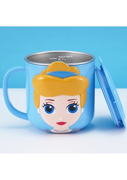 Cinderella 260ML Disney Bardak Dondurulmuş Elsa Anna Prenses Karikatür Süt Kupası Kupalar 3D Mickey Minnie Paslanmaz Çelik Bardak Bebek Çocuk Kız Kahve Kupa (Yurt Dışından)