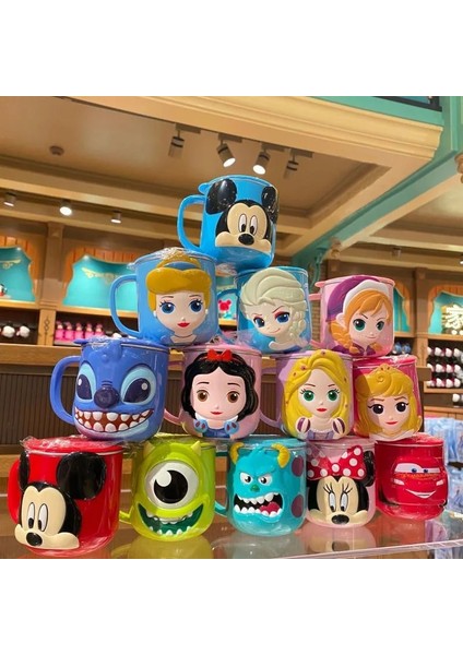 Cinderella 260ML Disney Bardak Dondurulmuş Elsa Anna Prenses Karikatür Süt Kupası Kupalar 3D Mickey Minnie Paslanmaz Çelik Bardak Bebek Çocuk Kız Kahve Kupa (Yurt Dışından)