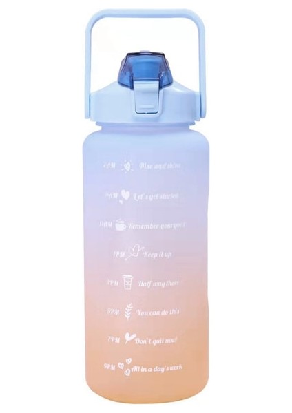 B-01 2000 ml 2l Samanlı Su Şişesi Zaman Işaretleyici Plastik Su Bardağı Büyük Kapasiteli Buzlu Açık Spor Şişeleri Botella De Agua 2 Litre (Yurt Dışından)