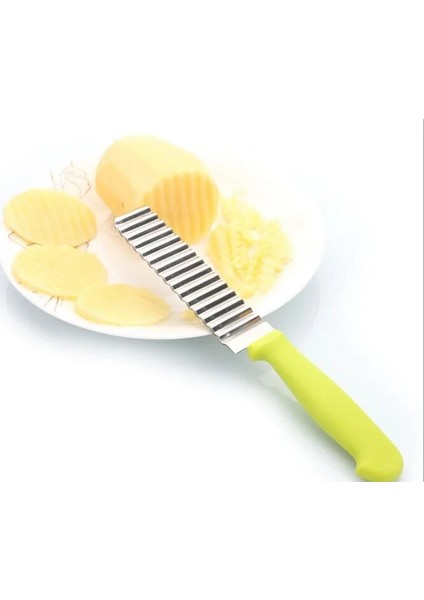 Yeşil 1 Pc Patates Dalgalı Kesim Kenarlı Bıçak Paslanmaz Çelik Plastik Saplı Mutfak Gadget Sebze Meyve Kesme Soyucu Pişirme Aracı Kx 142 (Yurt Dışından)