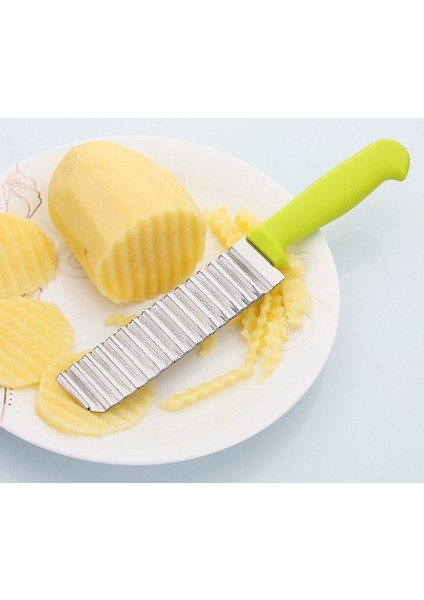 Yeşil 1 Pc Patates Dalgalı Kesim Kenarlı Bıçak Paslanmaz Çelik Plastik Saplı Mutfak Gadget Sebze Meyve Kesme Soyucu Pişirme Aracı Kx 142 (Yurt Dışından)