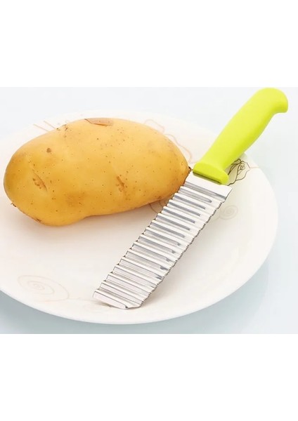 Yeşil 1 Pc Patates Dalgalı Kesim Kenarlı Bıçak Paslanmaz Çelik Plastik Saplı Mutfak Gadget Sebze Meyve Kesme Soyucu Pişirme Aracı Kx 142 (Yurt Dışından)