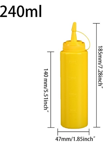 SARI-240ML Sıkma Fışkırtma Çeşni Şişeleri Plastik Sıkma Fışkırtma Şişeleri, Kapaklı Kapaklı Ayrı Ölçüm Kabı (Yurt Dışından)