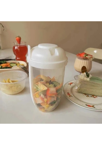 Beyaz Taşınabilir Kahvaltı Bardak Tahıl Fındık Yoğurt Salata Bardağı Konteyner Seti Çatal Sos Şişesi Gıda Depolama Bento Kutusu Öğle Yemeği (Yurt Dışından) indirimleri