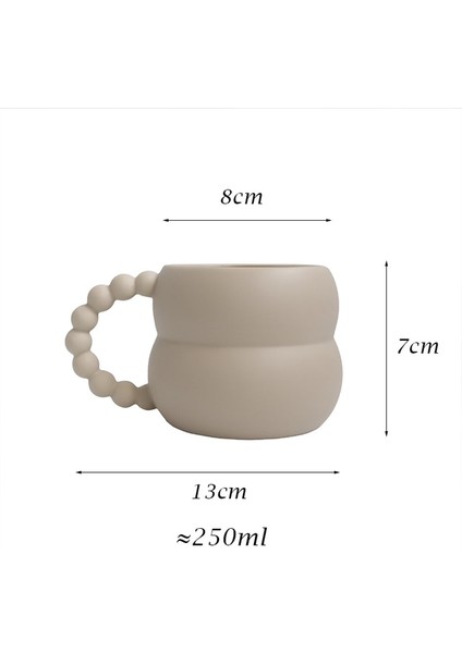Bej 250 ml Iskandinav Yaratıcı Seramik Sevimli Kahve Kupa El Yapımı Sanat Ev Dekor Kahvaltı Süt Çay Bardağı Drinkware Kişiselleştirilmiş Anne Veya Çift Hediye (Yurt Dışından)