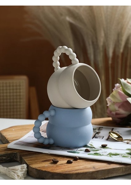 Bej 250 ml Iskandinav Yaratıcı Seramik Sevimli Kahve Kupa El Yapımı Sanat Ev Dekor Kahvaltı Süt Çay Bardağı Drinkware Kişiselleştirilmiş Anne Veya Çift Hediye (Yurt Dışından)