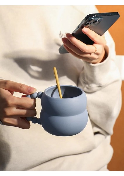 Bej 250 ml Iskandinav Yaratıcı Seramik Sevimli Kahve Kupa El Yapımı Sanat Ev Dekor Kahvaltı Süt Çay Bardağı Drinkware Kişiselleştirilmiş Anne Veya Çift Hediye (Yurt Dışından)