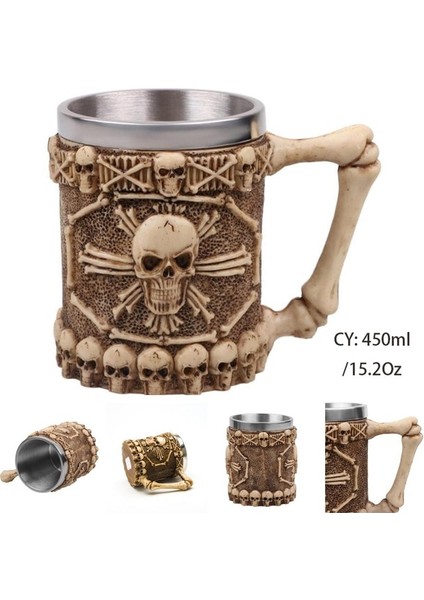 Korsan Retro Ejderha Reçine Paslanmaz Çelik Bira Kupası Kafatası Şövalye Tankard Cadılar Bayramı Kahve Fincanı Yaratıcı Viking Çay Kupa Pub Bar Dekorasyon (Yurt Dışından)