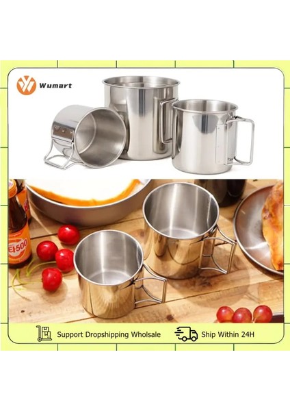 Gösterildiği Gibi Çantalı 800ML Pot 250/350/500ML Paslanmaz Çelik Kamp Kupası Açık Yürüyüş Seyahat Çay Kahve Bira Kupaları Katlanır Saplı Su Şişesi Drinkware (Yurt Dışından) fiyatları