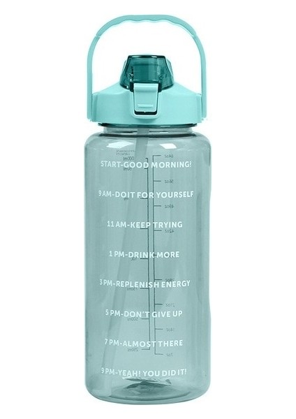 Yeşil-Rastgele Etiket 2 Litre Su Şişesi Motivasyon Içme Şişesi Zaman Işaretleyici Çıkartmalar ile Spor Su Şişesi Taşınabilir Yeniden Kullanılabilir Plastik Bardaklar (Yurt Dışından)