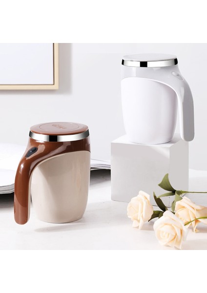 USB Şarj Mavi 300-400 ml Tam Otomatik Karıştırma Manyetik Kupa Paslanmaz Çelik Sıcaklık Farkı Kahve Karıştırma Kabı Blender Akıllı Mikser Termal Bardak (Yurt Dışından)