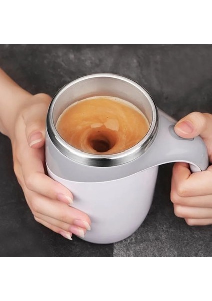USB Şarj Mavi 300-400 ml Tam Otomatik Karıştırma Manyetik Kupa Paslanmaz Çelik Sıcaklık Farkı Kahve Karıştırma Kabı Blender Akıllı Mikser Termal Bardak (Yurt Dışından)