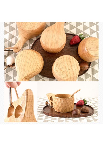 F El Yapımı Iskandinav Kuksa Ahşap Bardak Taşınabilir Kauçuk Ahşap Kahve Kupa Açık Seyahat Kamp Çay Süt Su Bardağı Ahşap Içme Bardağı (Yurt Dışından)