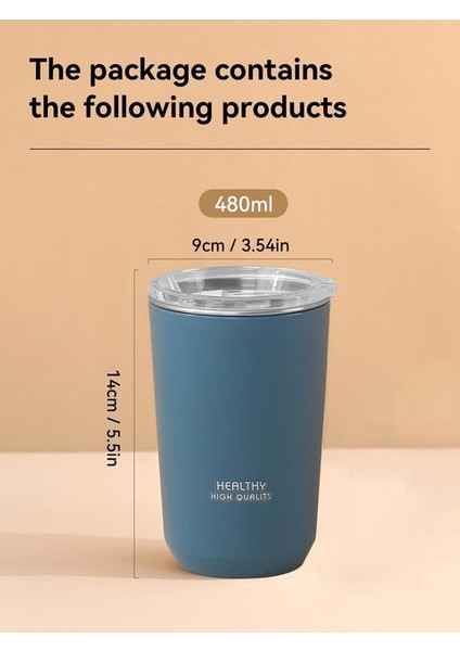 Mavi 401-500 ml Worthbuy 18/8 Kahve Kupa Sızdırmaz Kaymaz Araba Termos Seyahat Termos Bardak Çift Duvar Paslanmaz Çelik Su Şişesi (Yurt Dışından)