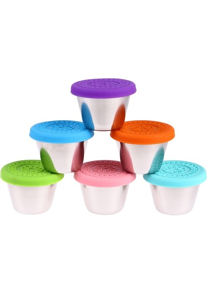 BLUE-50ML Salata Sosu Kabı 6x2.5 Oz Paslanmaz Çelik Küçük Baharat Kabı Kapaklı Sızdırmaz Çocuklar Için Öğle Yemeği Kapları Kutusu (Yurt Dışından) fırsatları