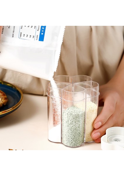 Gri-4 In 1 5 In 1 Baharat Kutusu Kapaklı Şeffaf Tuz Biber Baharat Kavanoz Kombinasyonu Baharat Dispenseri Saklama Kabı Mutfak Alet (Yurt Dışından)