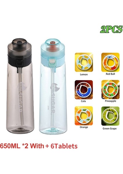 650MLSIYAH Mavi 6pod Gösterildiği Gibi Spor Hava Su Şişesi Tristan 650ML Başlangıç Seti Aroma Kapsüllü Içme Şişeleri Tatlandırıcı Kokulu 0 Şeker 0 Kalori (Yurt Dışından)