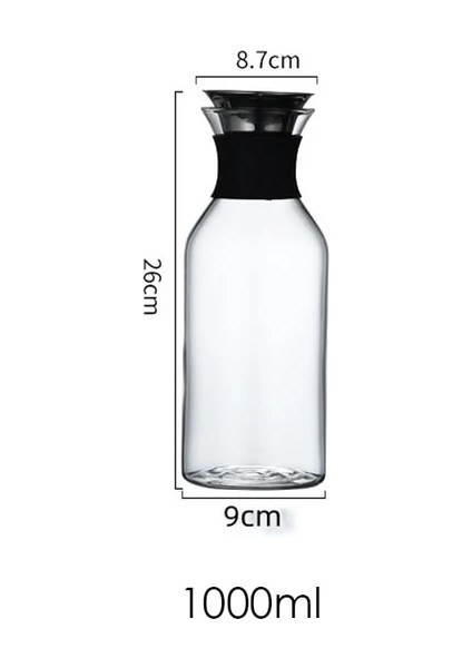1000 ml B Isıya Dayanıklı Cam Su Sürahi Otomatik Açılır Paslanmaz Çelik Kapaklı Sıcak ve Soğuk Meyve Suyu Içecek Çay Için Temiz Su Sürahi (Yurt Dışından)