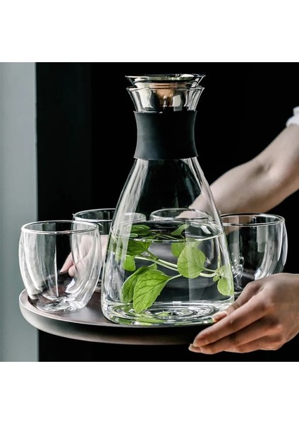 1000 ml B Isıya Dayanıklı Cam Su Sürahi Otomatik Açılır Paslanmaz Çelik Kapaklı Sıcak ve Soğuk Meyve Suyu Içecek Çay Için Temiz Su Sürahi (Yurt Dışından) fiyatları