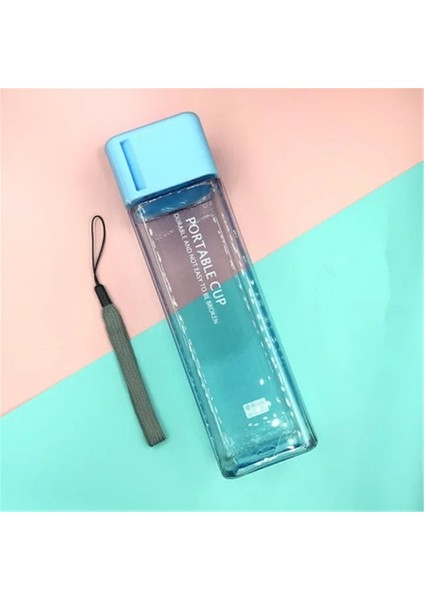 Şeffaf Mavi Spor Su Şişesi Sevimli Kare Buzlu Şeffaf Süt Su Şişesi Drinkware Açık Tırmanma Turu Kamp Içme Şişeleri (Yurt Dışından)
