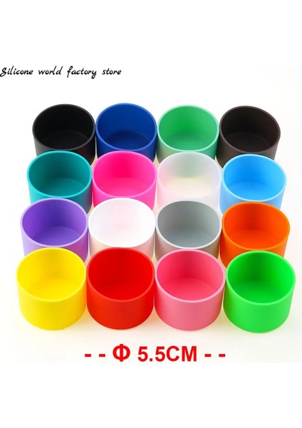Gök Mavisi 17 Renk 5.5 cm Silikon Kap Alt Kapak 55 mm Şişe Kapağı Bardak Isı Yalıtımı Alt Kapak Kaymaz Şişe Kol Kılıf (Yurt Dışından)