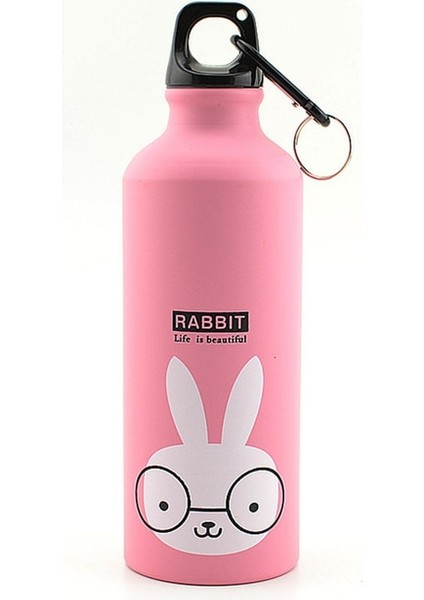 Tavşan 500ML Sevimli Su Şişesi 500 ml Güzel Hayvanlar Yaratıcı Hediye Açık Hava Taşınabilir Spor Bisiklet Kamp Yürüyüş Okul Çocuk Su Şişesi (Yurt Dışından)