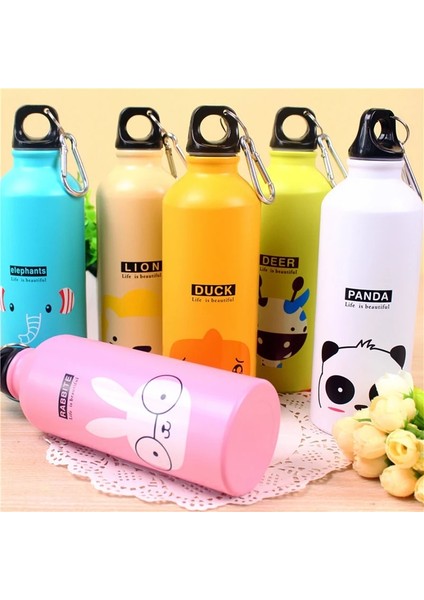 Tavşan 500ML Sevimli Su Şişesi 500 ml Güzel Hayvanlar Yaratıcı Hediye Açık Hava Taşınabilir Spor Bisiklet Kamp Yürüyüş Okul Çocuk Su Şişesi (Yurt Dışından)
