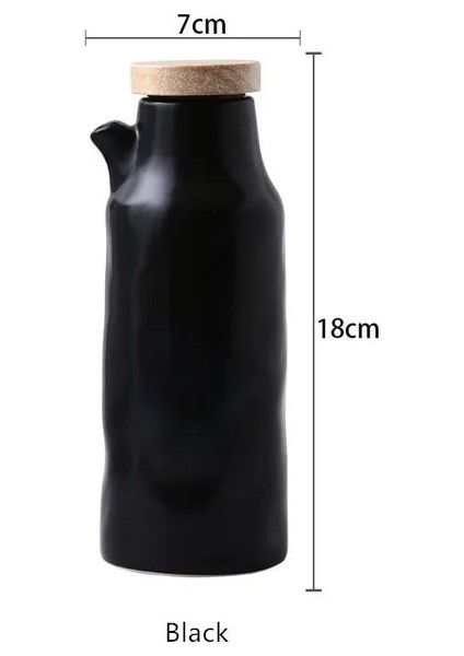 Siyah 400 ml Seramik Zeytinyağı Sos Sirke Şişe Şişesi Sıvı Çeşni Dağıtıcı Baharat Sos Teknesi Mutfak Pişirme Araçları (Yurt Dışından)