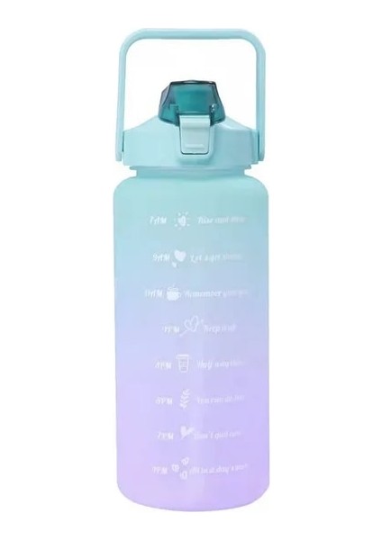 D Stil-Yeşil 0.8l 2 Litre Spor Su Şişesi Samanlı Erkek Kadın Spor Su Şişeleri Açık Soğuk Su Bottlesc Zaman Işaretleyicili Drinkware (Yurt Dışından)