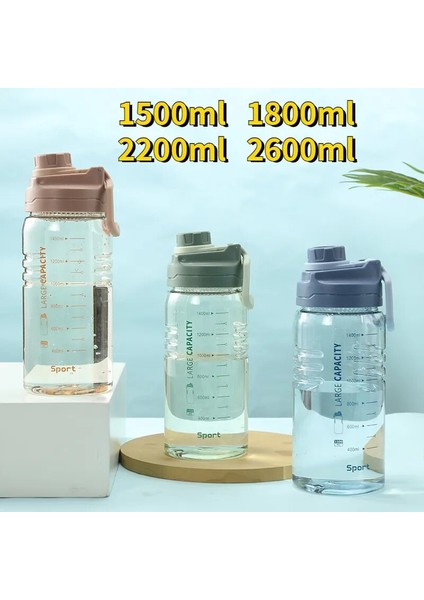 Yeşil 2200 ml 1.5 Litre Spor Su Şişesi Filtreli 2200 ml Büyük Kapasiteli Su Isıtıcısı Yürüyüş Spor Erkekler Kadınlar Için Kamp Açık (Yurt Dışından)