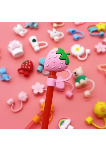 12 Pvc Sıcak Satış Silikon Hasır Kapak Yeniden Kullanılabilir Hava Geçirmez Içme Toz Kapağı Sıçramaya Dayanıklı Içme Saman Kapakları Bardak Aksesuarları (Yurt Dışından) fiyatları