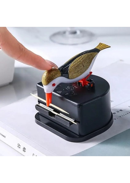 Turuncu Tüy Küçük Kuş Kürdan Kutusu Otomatik Pres Kürdan Dağıtıcı Ev Mutfak Küçük Kuş Kürdan Tutucu Kutusu Masa Dekor Aksesuarları (Yurt Dışından)