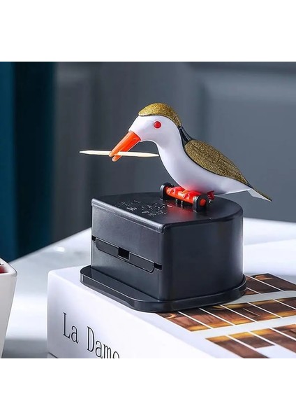 Turuncu Tüy Küçük Kuş Kürdan Kutusu Otomatik Pres Kürdan Dağıtıcı Ev Mutfak Küçük Kuş Kürdan Tutucu Kutusu Masa Dekor Aksesuarları (Yurt Dışından) fırsatları