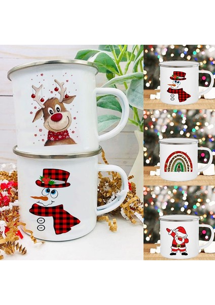 XH039-A015WH-8 360 ml Kardan Adam Baskılı Yaratıcı Noel Partisi Şarap Suyu Bardak Dekor Kahve Çay Içecekler Süt Fincan Emaye Kupalar Kolu Drinkware Xmas Hediye (Yurt Dışından)