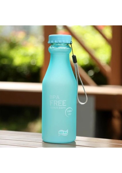 Mavi 550 ml Şeker Renkli Buzlu Sızdırmaz Plastik Taşınabilir Kırılmaz Soda Şişesi Mühürlü Su Bardağı Içecek Su Şişesi (Yurt Dışından)