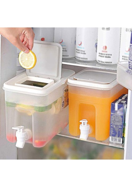 Beyaz 4l Su Sürahisi Musluklu Meyve Suyu Sebili Musluklu Buzdolabı Drinkware Şişe Konteyner Soğuk Mutfak Su Isıtıcısı Pot Sürahi Bar Wat H0D8 (Yurt Dışından)
