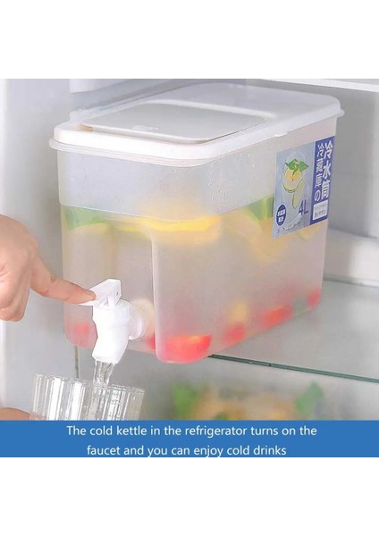 Beyaz 4l Su Sürahisi Musluklu Meyve Suyu Sebili Musluklu Buzdolabı Drinkware Şişe Konteyner Soğuk Mutfak Su Isıtıcısı Pot Sürahi Bar Wat H0D8 (Yurt Dışından) fiyatları