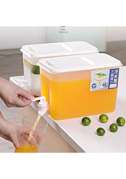Beyaz 4l Su Sürahisi Musluklu Meyve Suyu Sebili Musluklu Buzdolabı Drinkware Şişe Konteyner Soğuk Mutfak Su Isıtıcısı Pot Sürahi Bar Wat H0D8 (Yurt Dışından) modelleri
