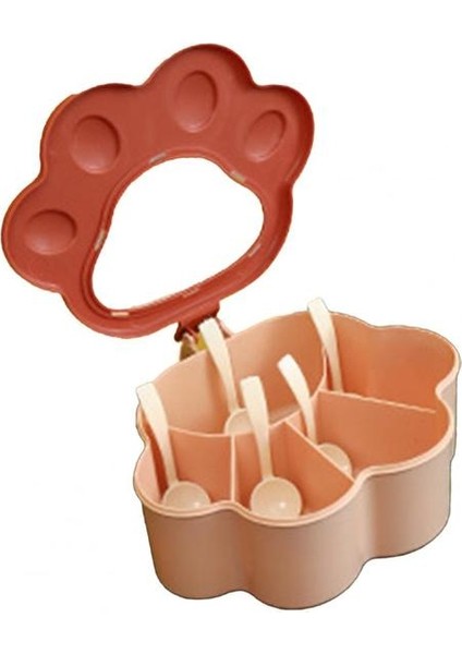 Pembe 1 Takım Sağlam Baharat Kavanoz Plastik Baharat Kutusu Toz Geçirmez Sınıflandırmak 5 Izgaralar Depolama Kedi Paw Baharat Kapaklı Kutu Kaşık (Yurt Dışından)