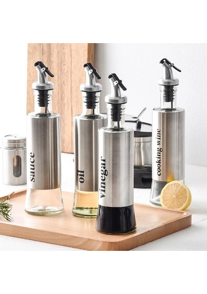 Yağ 300ML Zeytinyağı Şişesi Mutfak Cam Paslanmaz Çelik Sızdırmaz Yağ Şişesi Soya Sosu Sirke Şişe Şişesi Mutfak Pişirme Araçları (Yurt Dışından)