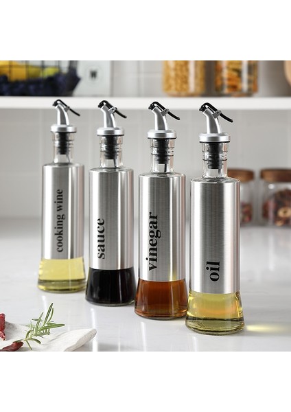 Yağ 300ML Zeytinyağı Şişesi Mutfak Cam Paslanmaz Çelik Sızdırmaz Yağ Şişesi Soya Sosu Sirke Şişe Şişesi Mutfak Pişirme Araçları (Yurt Dışından)