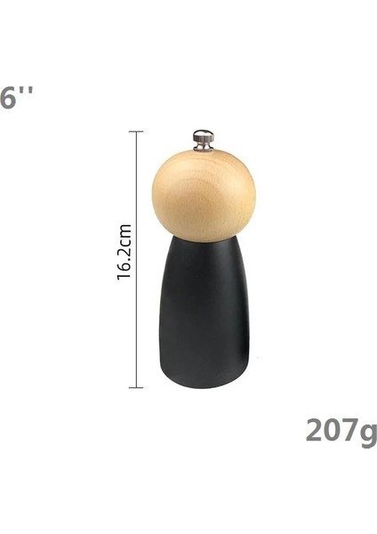 6 Inç (1 Adet) Seramik Ayarlanabilir Kalınlık 5'' 6'' 8'' Kayın Ağacı Karabiber Öğütücü Ahşap Mutfak Aletleri Ahşap Tuz Karabiber Değirmenleri, Seramik Çekirdek (Yurt Dışından)