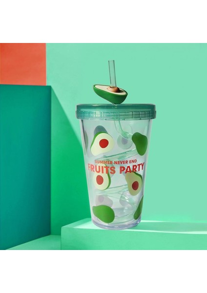 Yeşil 380ML Saman Su Şişeleri Plastik Damlatmaz Bardak Süt Suyu Kupa Saman Bardağı Içecek Bardağı Samanlı Tumbler Su Içme Bardağı タンブラー (Yurt Dışından)