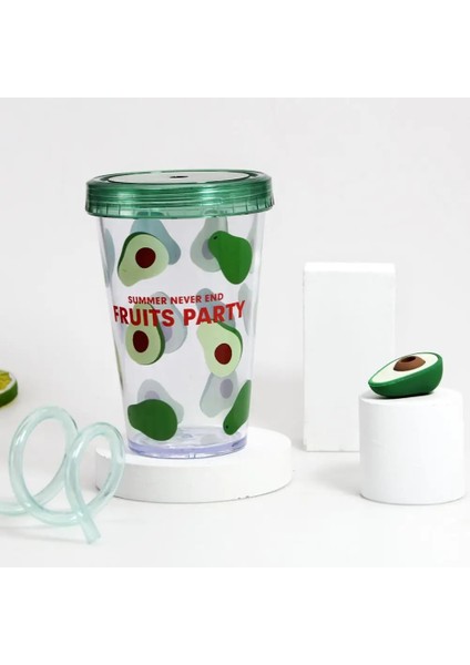 Yeşil 380ML Saman Su Şişeleri Plastik Damlatmaz Bardak Süt Suyu Kupa Saman Bardağı Içecek Bardağı Samanlı Tumbler Su Içme Bardağı タンブラー (Yurt Dışından)